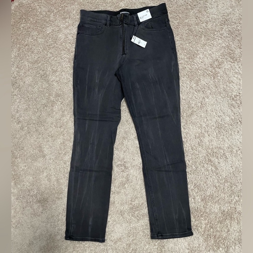 Express High Waist Ankle Skinny Jean 12L full length skinny 12R gray distressed
